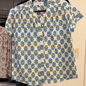 LIVRO Blue Floral Button-Front Women's Top
